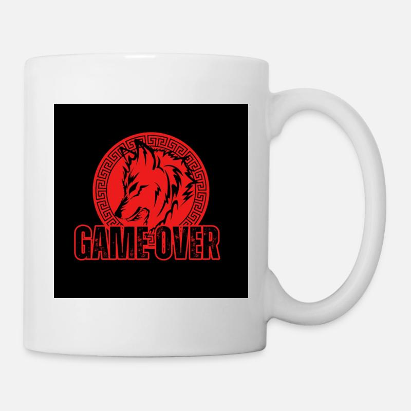 Aggressiver Roter Wolf "Game Over" - Tasse - Weiß