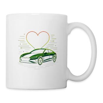 Leuchtendes Sportauto mit Herz - Tasse - Weiß - Rechts