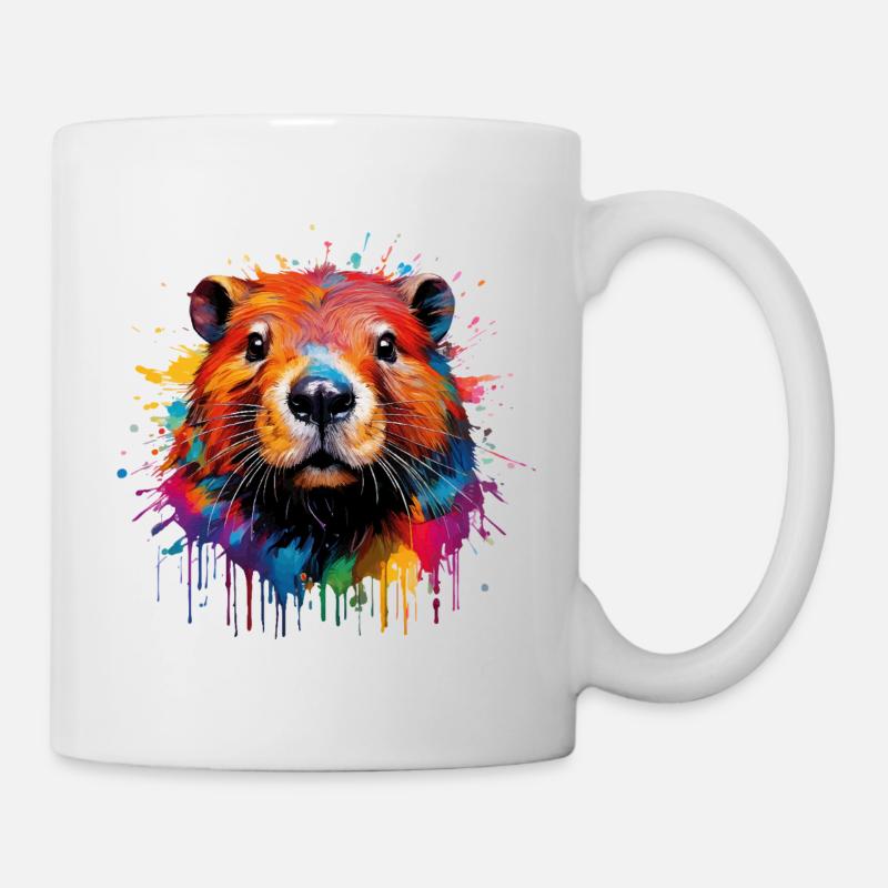 Bunter Biber Wasserfarbendesign - Tasse - Weiß