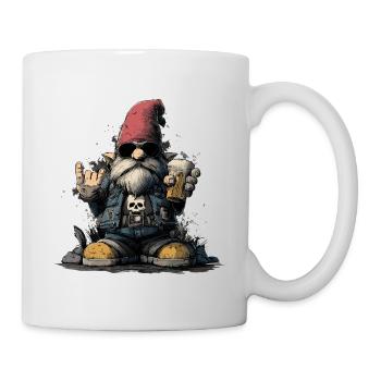 Un nain de jardin boit de la bière - Mug blanc - blanc - Droite