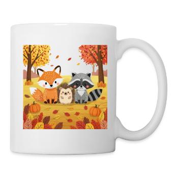 Herbstliche Waldtiere Illustration - Tasse - Weiß - Rechts