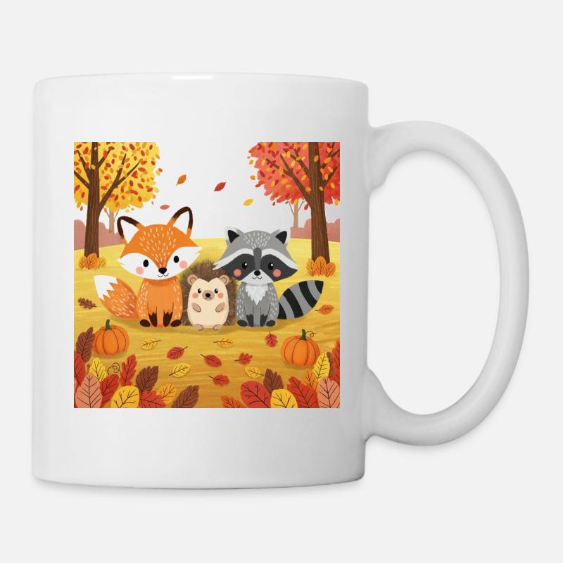 Autumnal Forest Animals Illustration - Mug - white