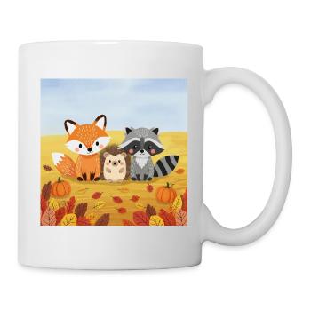 Trio d’animaux de la forêt automnale - Mug blanc - blanc - Droite