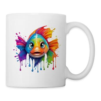 Coloured fish with colour explosion - Mug - white - Right