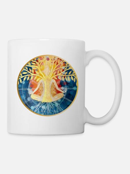 Lebendige Baum-Meditation Illustration - Tasse - Weiß