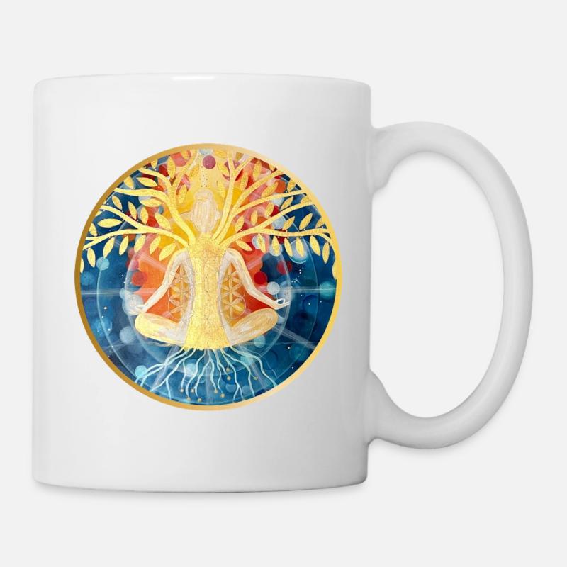 Lebendige Baum-Meditation Illustration - Tasse - Weiß
