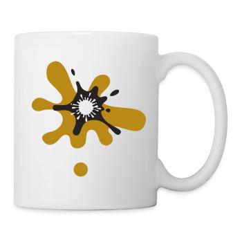 Bataille de couleurs abstraite sur un t-shirt - Mug blanc - blanc - Droite