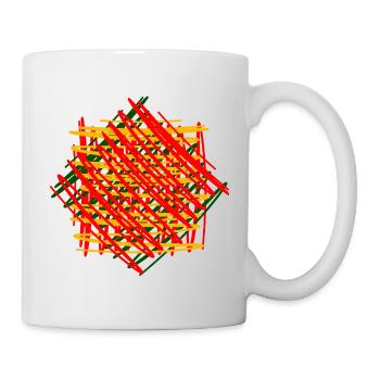 Geometrisches Farbenspiel Druckdesign - Tasse - Weiß - Rechts