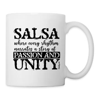 Kubanisches Salsa Rhythmus und Leidenschaft T-Shirt - Tasse - Weiß - Rechts