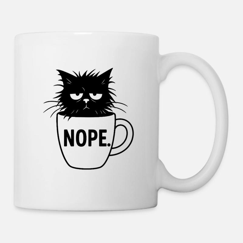 Nope Katze Kaffee Sarkasmus - Tasse - Weiß