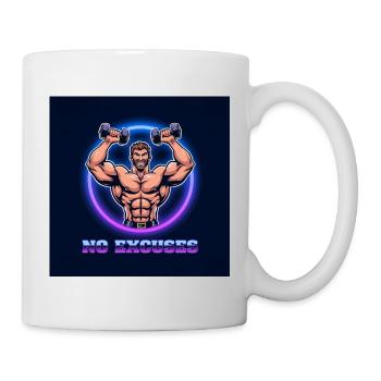 Motiver la conception musculaire avec une citation de puissance - Mug blanc - blanc - Droite