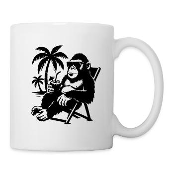 Lässiger Affe mit Sonnenbrille und Kokosnuss - Mug blanc - blanc - Droite