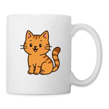 Chat de dessin animé mignon dans la vie quotidienne - Mug blanc - blanc - Droite
