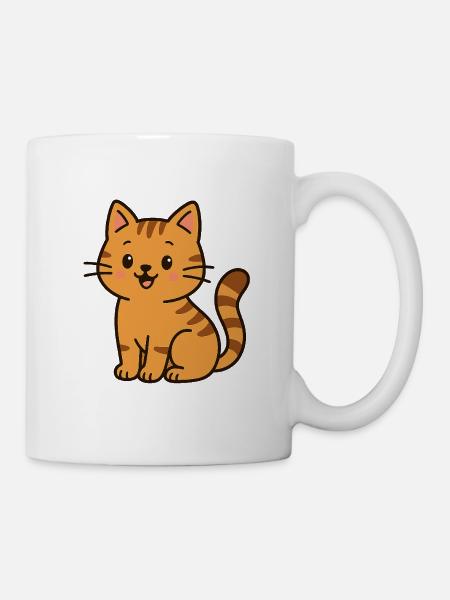 Cute Cartoon Cat in Daily Life - Mug - white