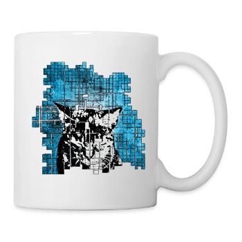 Graffiti Style Cat Portrait with Blue Explosion - Mug - white - Right
