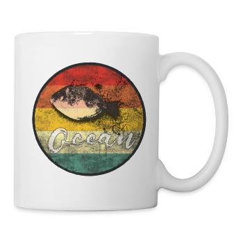 Vintage Poisson Océan Design Rétro - Mug blanc - blanc - Droite