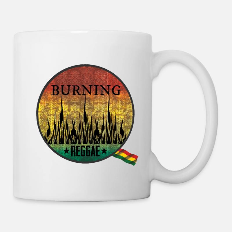 Feuriges Burning Reggae Emblem - Tasse - Weiß