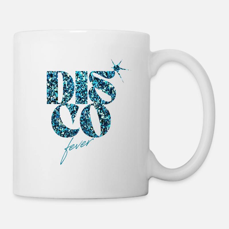 Glitzer Disco Fever Blau Design - Tasse - Weiß