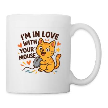 Lovely cat in love with mouse - Mug blanc - blanc - Droite