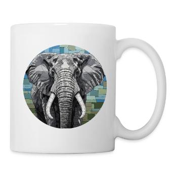 Mosaic Elephant Art Portrait - Mug - white - Right