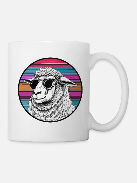 Lamasurfer mit Sonnenbrille - Tasse - Weiß