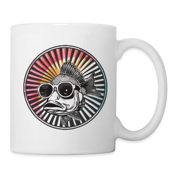 Poisson avec des lunettes de soleil au design rétro - Mug blanc - blanc - Droite