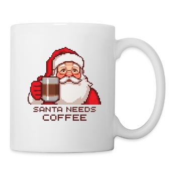 Pixel Santa – Santa Needs Coffee - Mug - white - Right