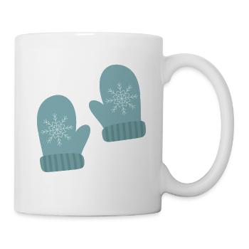 Winter Fäustlinge Schneeflocke Design - Tasse - Weiß - Rechts