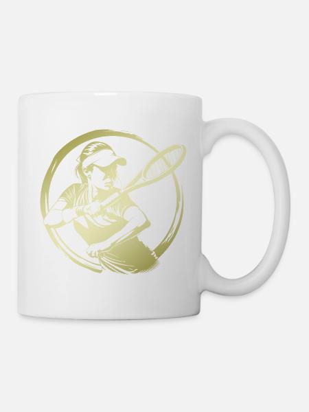 Tennis Spielerin Silhouette - Tasse - Weiß