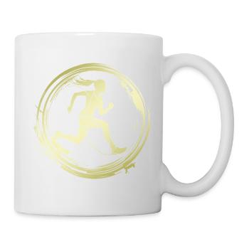 Silhouette de marathon de course à pied - Mug blanc - blanc - Droite