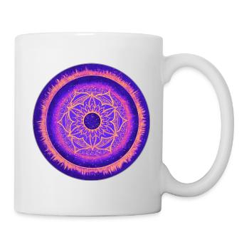 Mandala Design in violett, blau und orange - Tasse - Weiß - Rechts