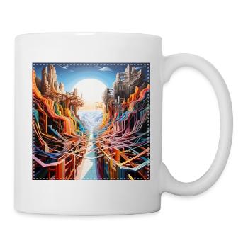 Paysage futuriste avec des chemins colorés surréalistes - Mug blanc - blanc - Droite