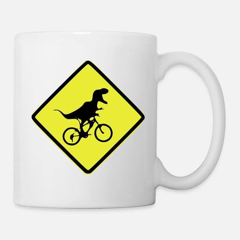 T-Rex Fahrradsignal illustriert - Tasse - Weiß