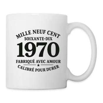 1970 – Fabriqué avec Amour, Calibré pour Durer - Mug blanc - blanc - Droite