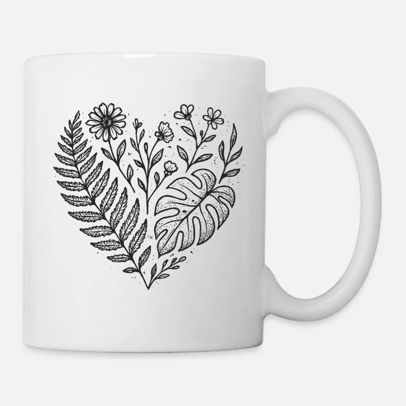 Natur Abstraktes Blumenmuster - Tasse - Weiß