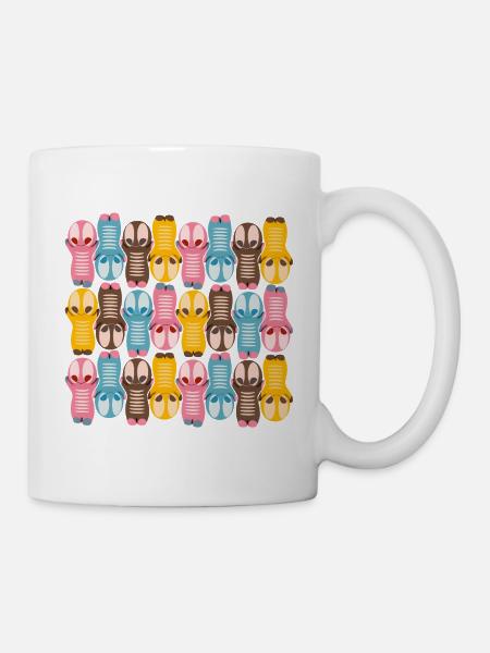 Niedliche Kawaiifigur Muster mit bunten Farben - Tasse - Weiß