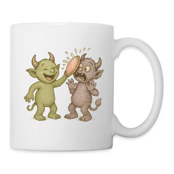 Verspielte Werwolf-Karikatur im Humorstil - Tasse - Weiß - Rechts
