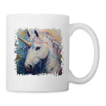 Farbenfrohes Einhorn Kunstwerk - Tasse - Weiß - Rechts
