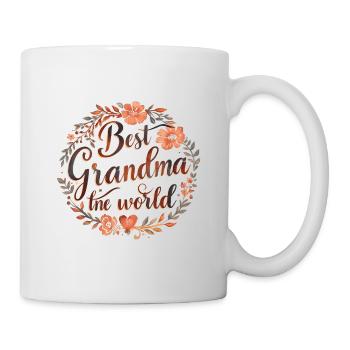 Best Grandma in the World Floral Wreath - Mug - white - Right