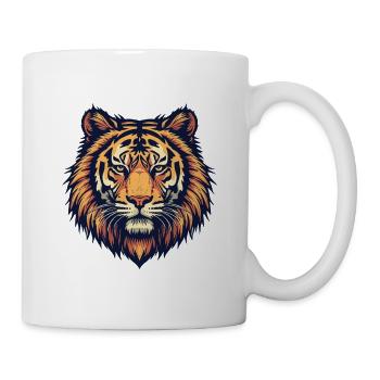 Illustration de tête de tigre majestueuse - Mug blanc - blanc - Droite