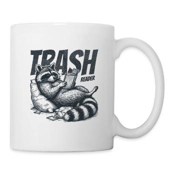 Trash Reader Funny Raccoon Bookworm Retro - Mug - white - Right