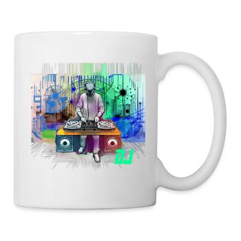 Dynamic DJ with colorful techno designs - Mug - white - Right