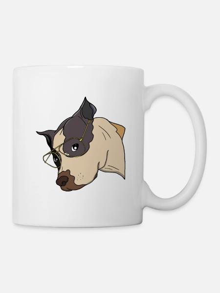 Chien élégant avec des lunettes dorées - Mug blanc - blanc