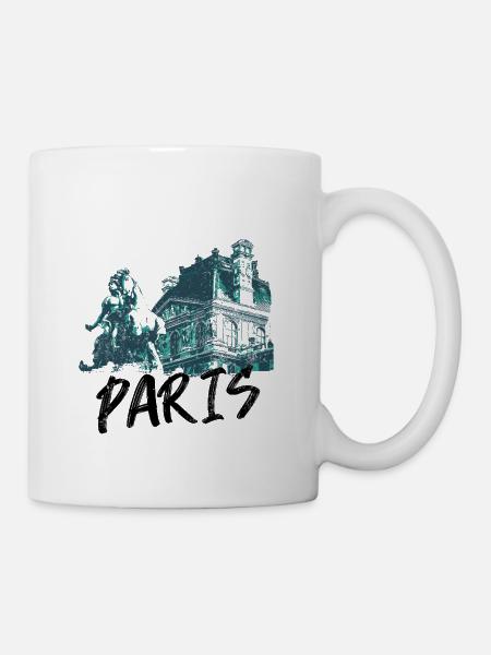 Paris, Reiterstandbild und Architektur - Tasse - Weiß