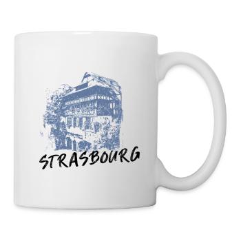 Typische Straßburger Fassaden in monochromem Blau - Tasse - Weiß - Rechts