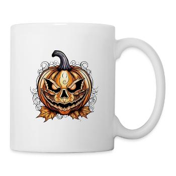 Citrouille effrayante d’Halloween avec motif de crâne - Mug blanc - blanc - Droite