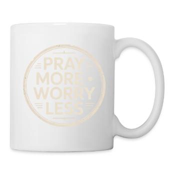 Chrétien prier plus s’inquiéter moins foi - Mug blanc - blanc - Droite