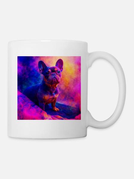 Colored French Bulldog Art Design - Mug - white