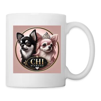 Chihuahua Damen T-Shirt mit Tiara-Design - Tasse - Weiß - Rechts