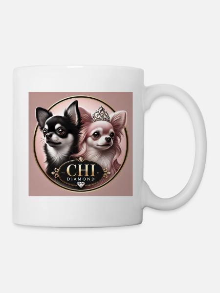 Chihuahua Women's T-Shirt with Tiara Design - Mug - white
